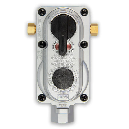 Flame King 2 Stage Auto Propane Gas Regulator with Pls Cover & Long Mount Bracket & 2-12" Pigtails