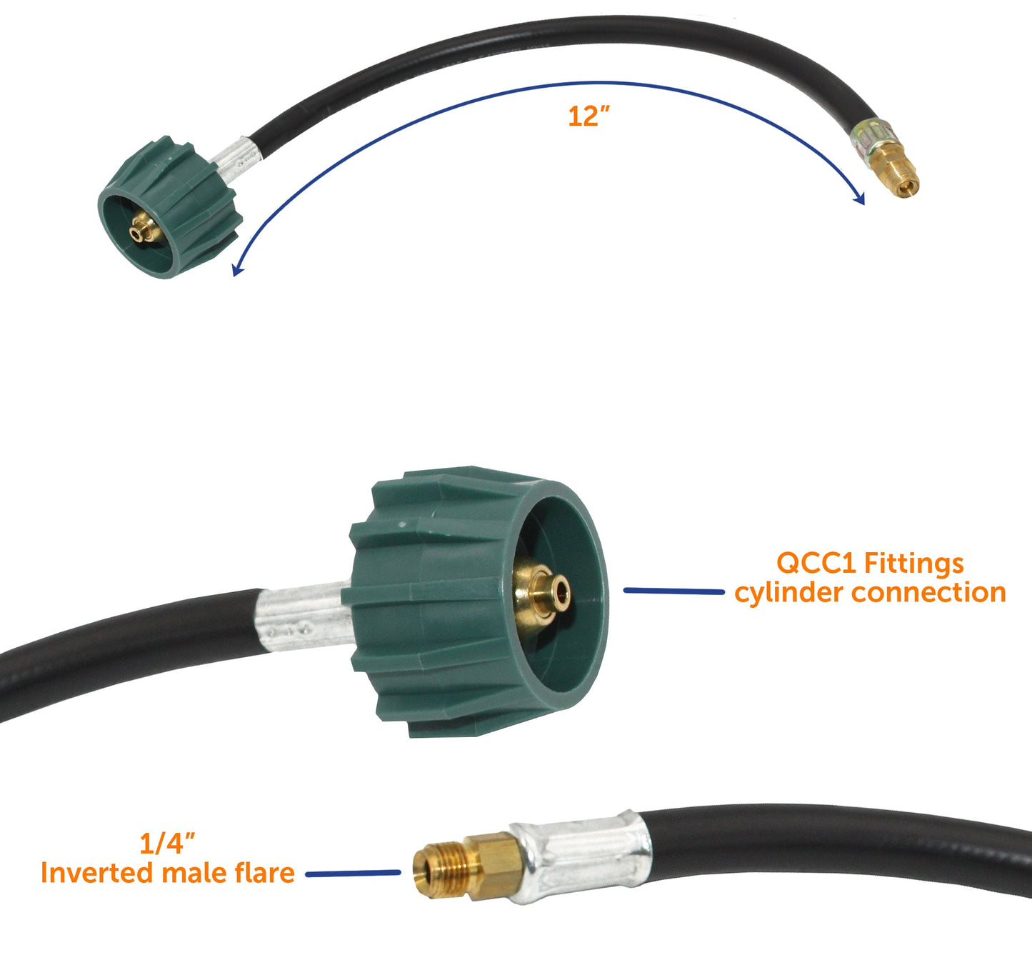 Flame King 2 Stage Auto Propane Gas Regulator with Pls Cover & Long Mount Bracket & 2-12" Pigtails