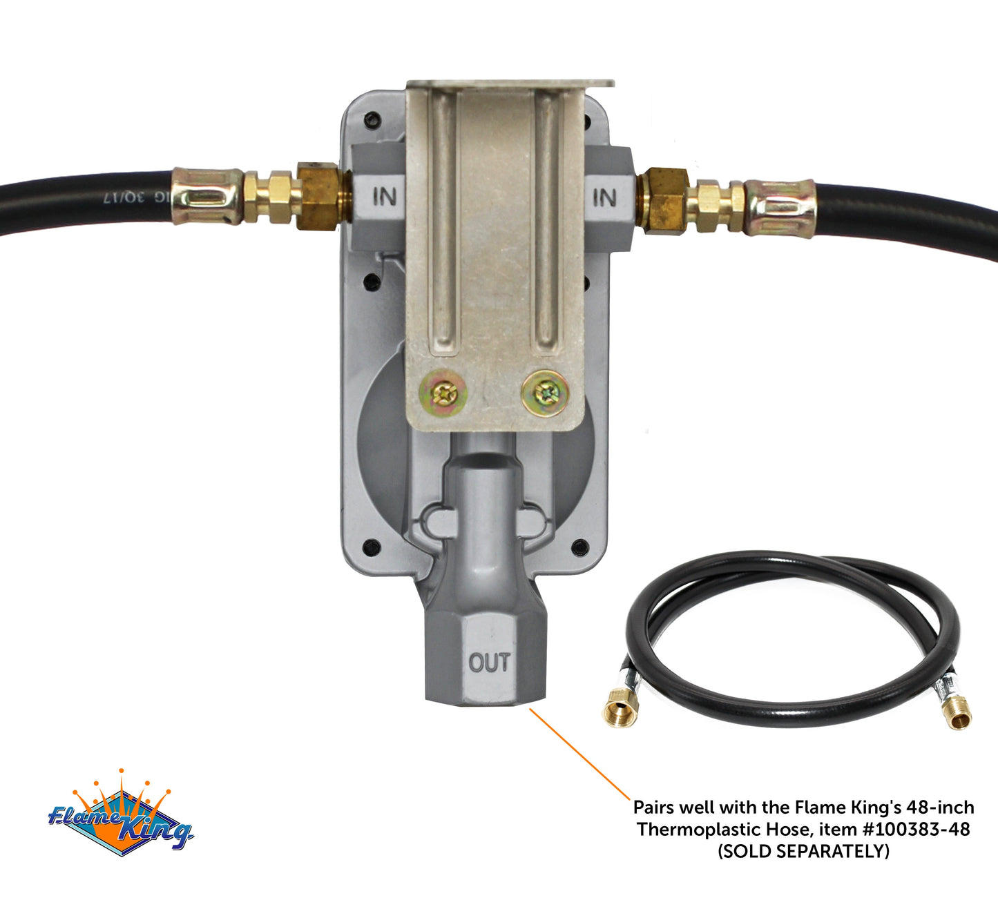 Flame King 2 Stage Auto Propane Gas Regulator with Pls Cover & Long Mount Bracket & 2-12" Pigtails