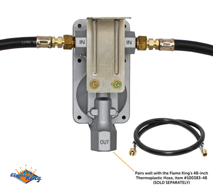 Flame King 2 Stage Auto Propane Gas Regulator with Pls Cover & Long Mount Bracket & 2-12" Pigtails