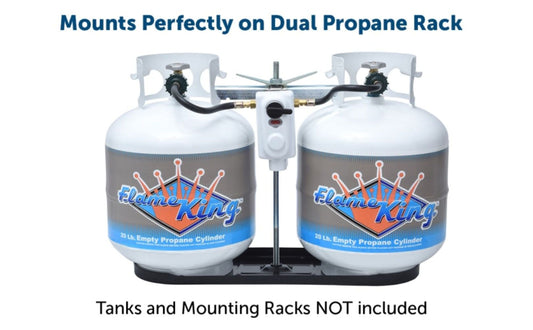Flame King 2 Stage Auto Propane Gas Regulator with Pls Cover & Long Mount Bracket & 2-12" Pigtails