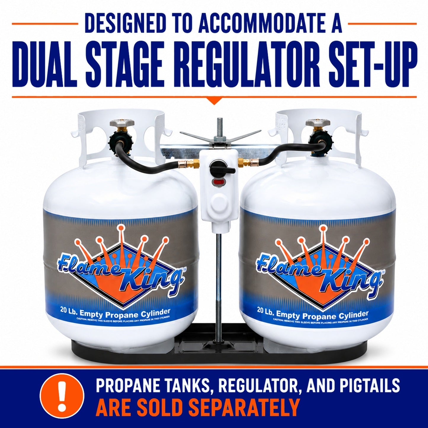 Flame King 20lb Rack for Dual Propane Tank RVs & Trailers