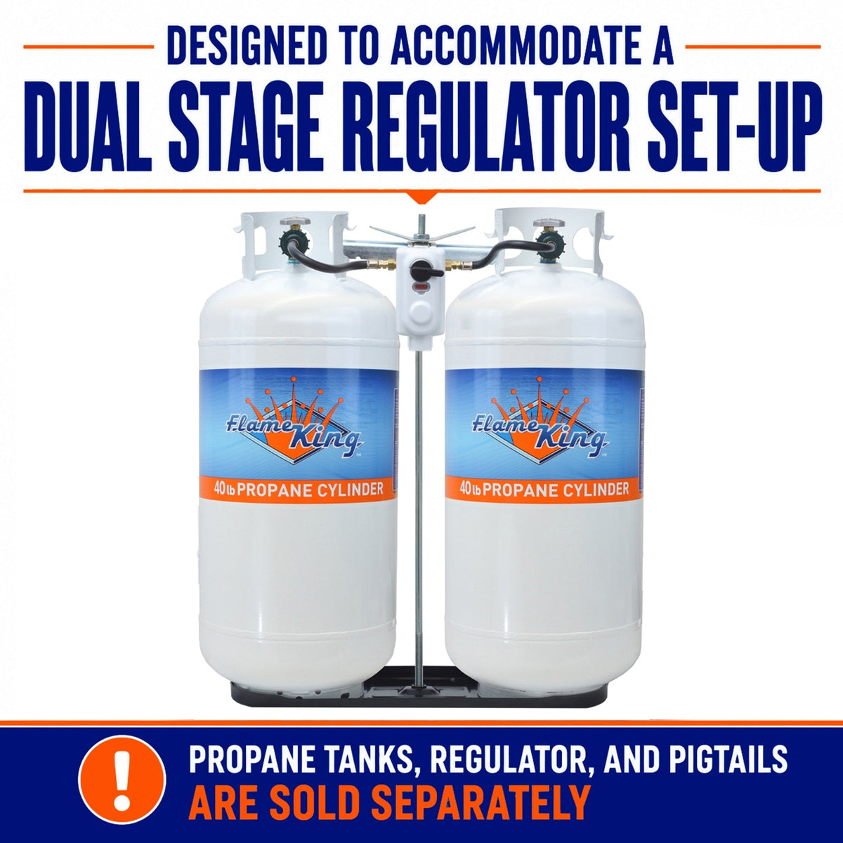 Flame King 40lb Rack for Dual Propane Tank RVs & Trailers