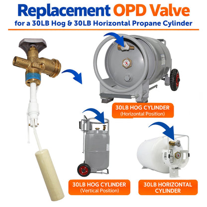 Flame King 30lb OPD Valve For Hog or Horizontal Propane Cylinder