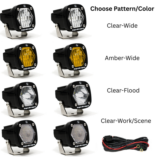 Baja Designs S1 Black LED Auxiliary Light Pod Pair - (Choose Color/Pattern)