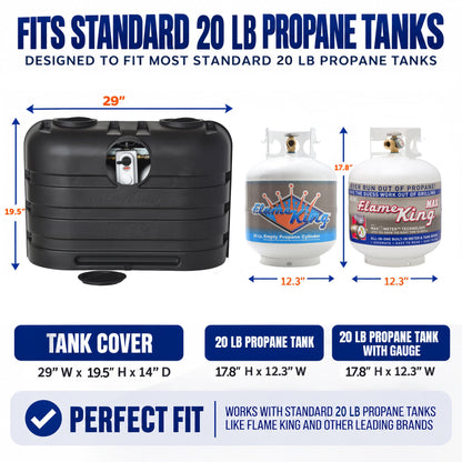 Flame King Dual 20LB LP Propane Tank Light Plastic Heavy Duty Cover RV Trailer Black