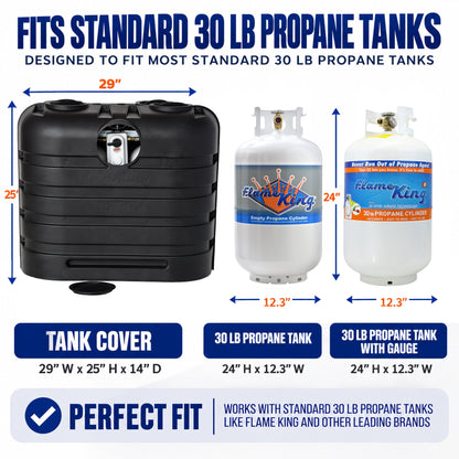 Flame King Dual 30LB LP Propane Tank Light Plastic Heavy Duty Cover RV Trailer Black