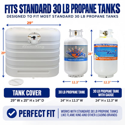 Flame King Dual 30LB LP Propane Tank Light Plastic Heavy Duty Cover RV Trailer White