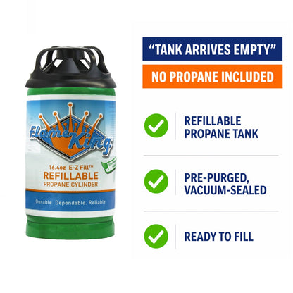 Flame King Refillable 1 lb Propane Cylinder, DOT-Certified LP Tank