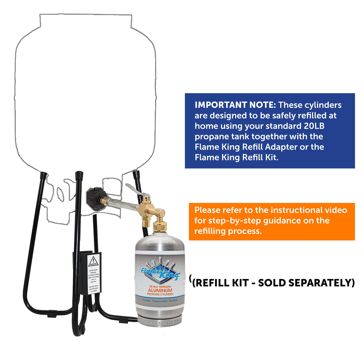 Flame King Eco Friendly Sustainable 1lb Aluminum Refillable Propane Tank LP Cylinder