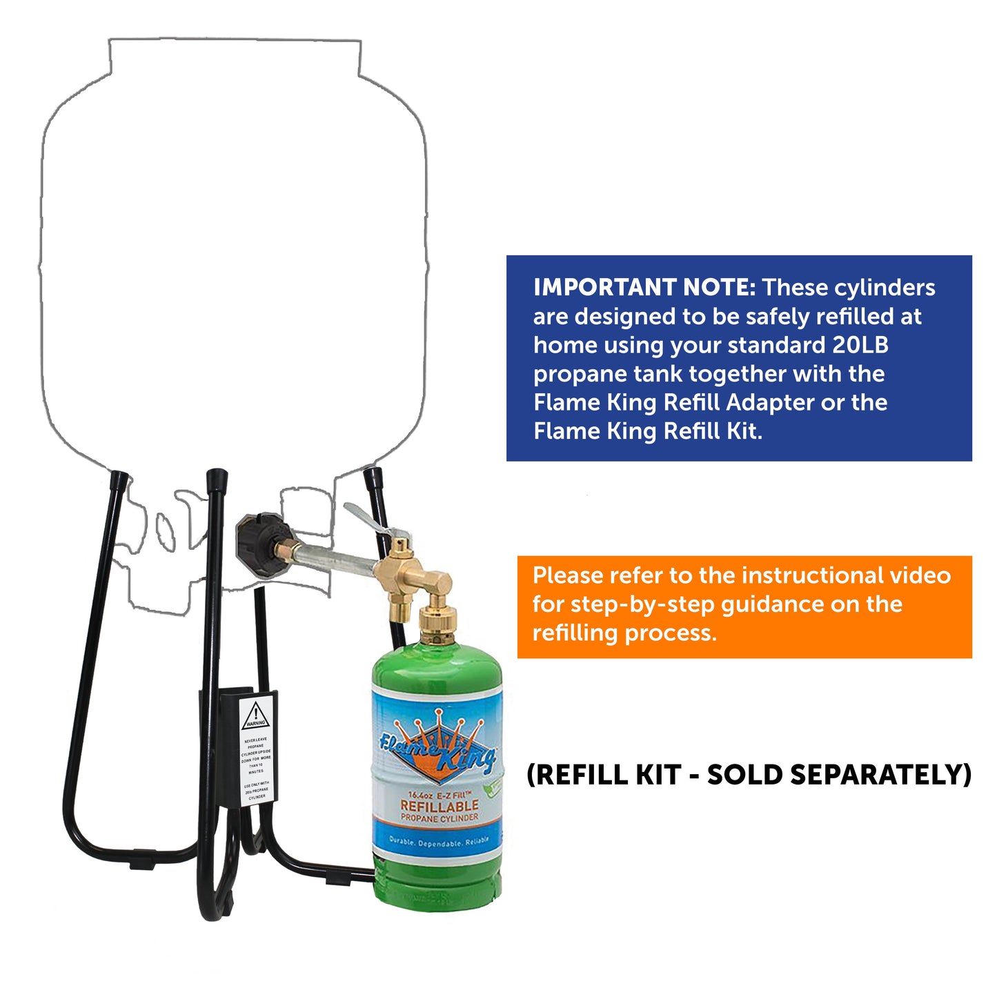 Flame King Refillable 1 lb Propane Cylinder, DOT-Certified LP Tank