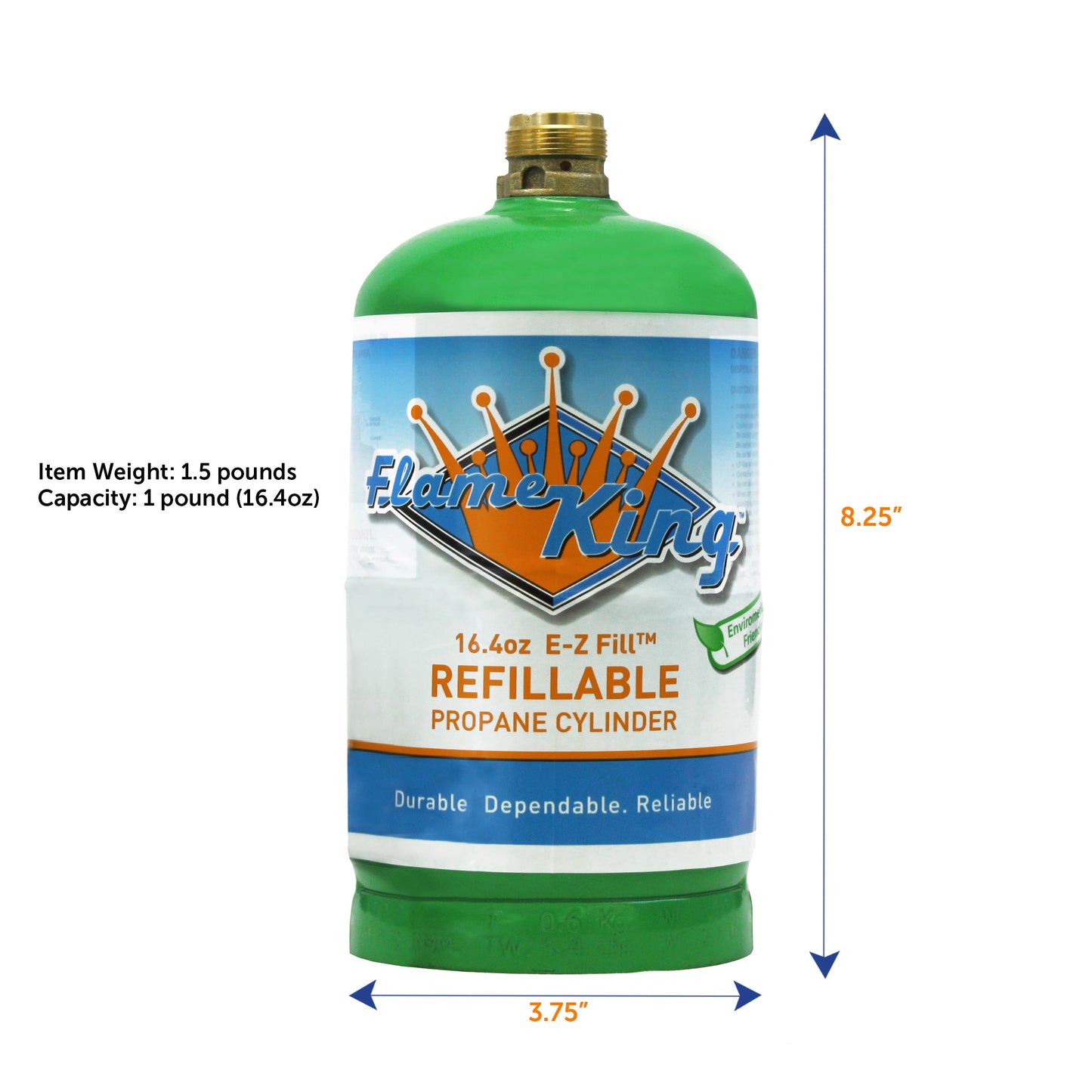 Flame King 1lb Refillable Propane Tank LP Cylinder- 2 Pack Eco Friendly Sustainable Tank