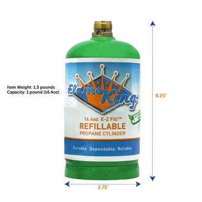 Flame King 1lb Refillable Propane Tank LP Cylinder- 2 Pack Eco Friendly Sustainable Tank