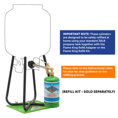 Flame King 1lb Refillable Propane Tank LP Cylinder- 2 Pack Eco Friendly Sustainable Tank