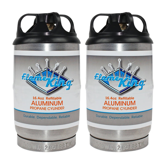 Flame King 2 pack Aluminum Eco Friendly Sustainable 1lb Empty Refillable Propane Tank LP Cylinder