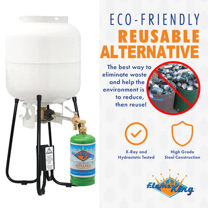 Flame King YSN1LBKTa Eco Friendly 1lb Refillable Reusable Propane Cylinder + Refill Kit