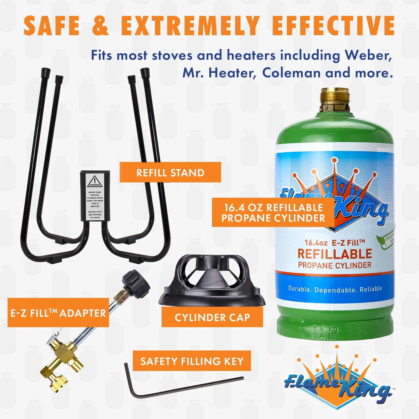 Flame King YSN1LBKTa Eco Friendly 1lb Refillable Reusable Propane Cylinder + Refill Kit