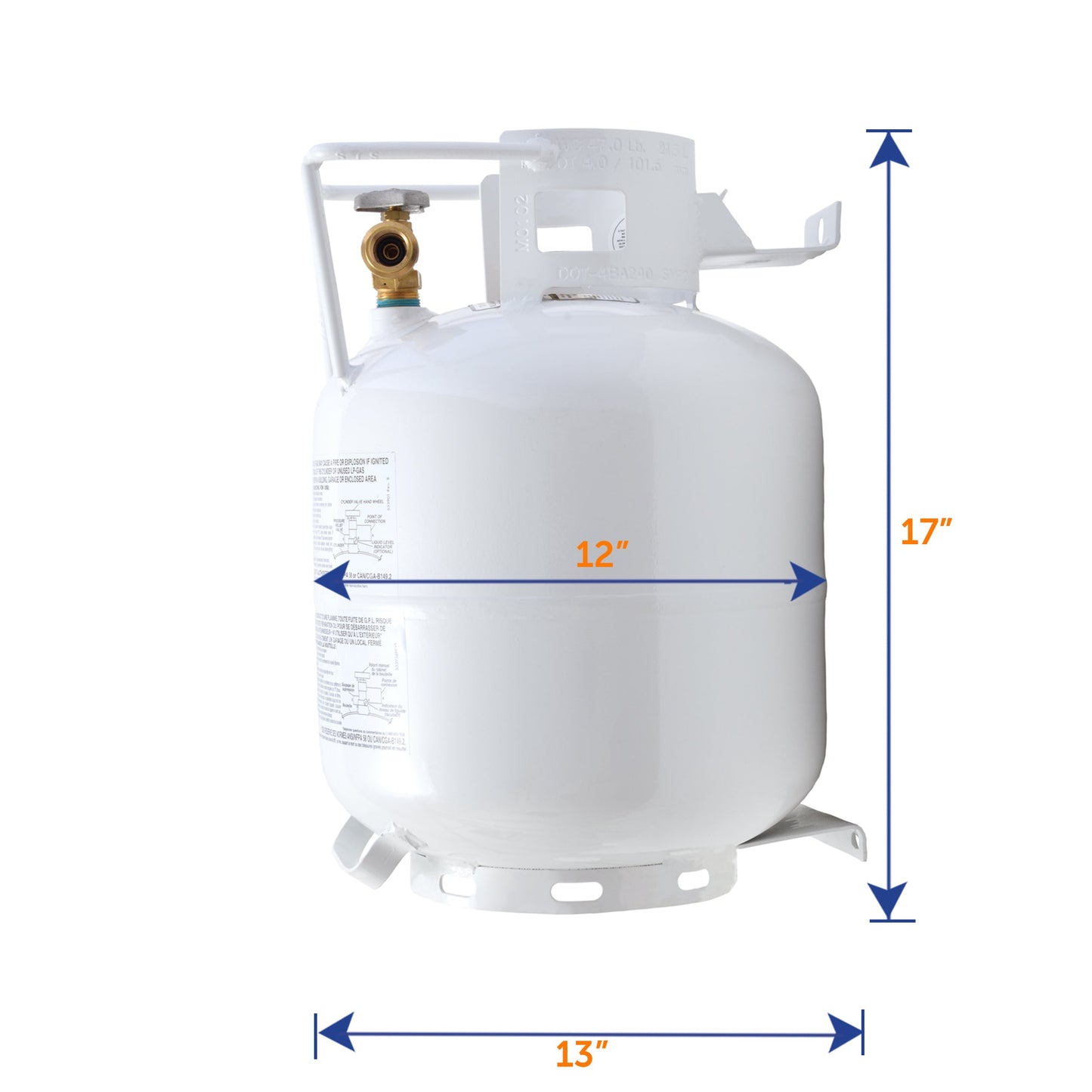 Flame King 20lb Horizontal Propane Cylinder Tank With Valve and Gauge Rv Trailer