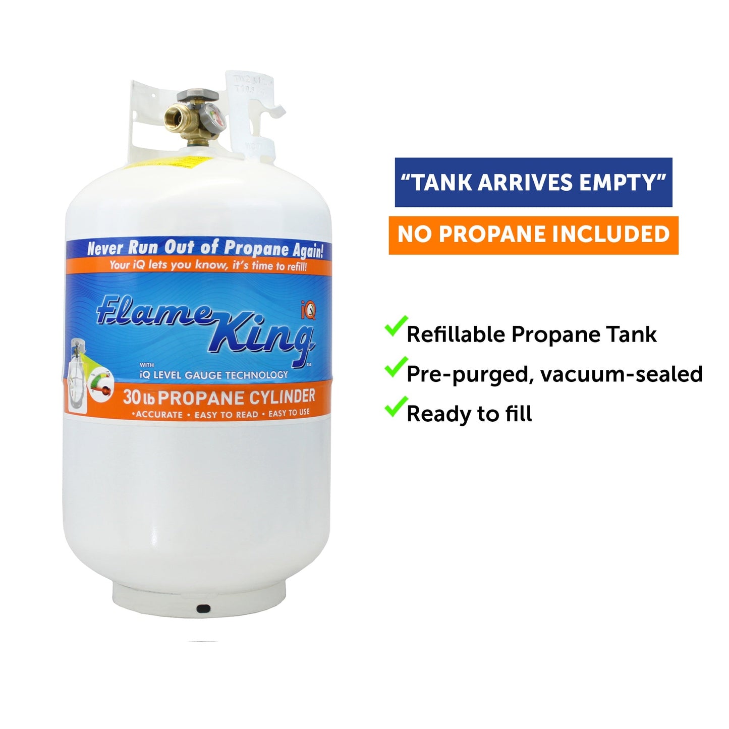 Flame King 30lb Propane Tank LP Cylinder with OPD & Gauge