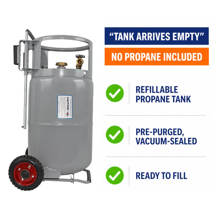 Flame King 40lb Horizontal & Vertical Empty Propane Cylinder with OPD & Wheels