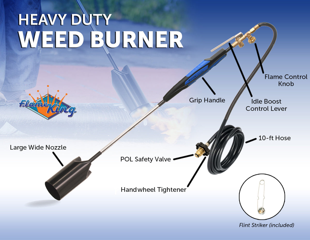 Flame King Heavy Duty Propane Torch Weed Burner 500,000 BTU with Flint Striker