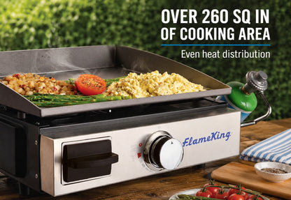 Flame King Flat Top Portable Propane Cast Iron Grill Griddle