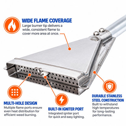 Flame King Propane Torch Wide Flame Weed Burner with Integrated Push Button Igniter