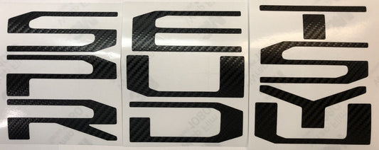 Carbon Fiber Textured Vinyl Decal Letter Inserts for 2017-2025 SUPER DUTY Tailgate