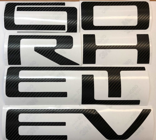 Carbon Fiber Textured Vinyl Decal Letter Inserts for 2019-2026 Silverado Tailgate