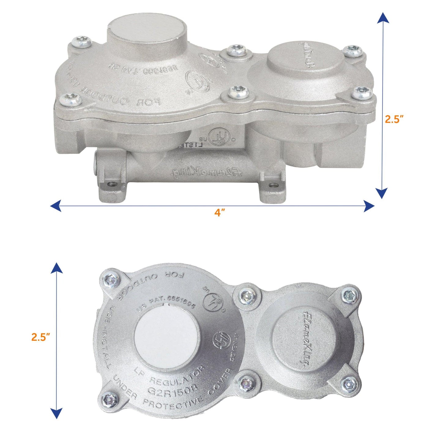 Flame King 2-Stage 150,000 BTU Propane LP Vertical Super Compact Regulator