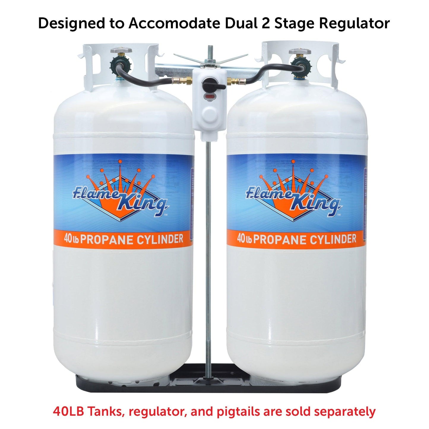 Flame King 40lb Rack for Dual Propane Tank RVs & Trailers