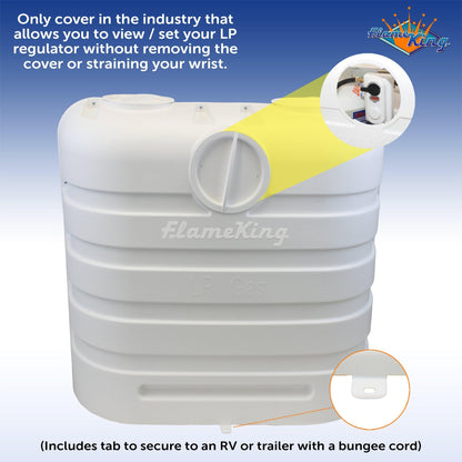 Flame King Dual 30LB LP Propane Tank Light Plastic Heavy Duty Cover RV Trailer White