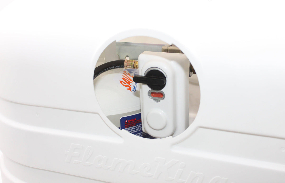 Flame King Dual 30LB LP Propane Tank Light Plastic Heavy Duty Cover RV Trailer White