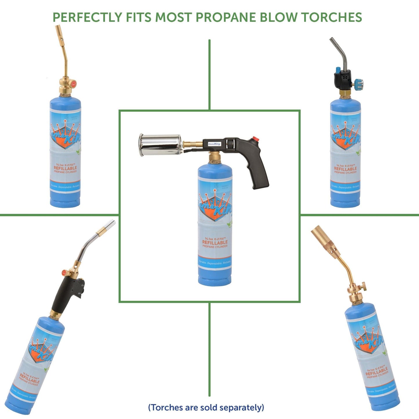 Flame King 1lb Refillable Propane Tank Welding LP Cylinder 14.1