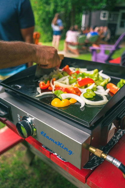 Flame King Flat Top Portable Propane Griddle with Cast Iron Burner