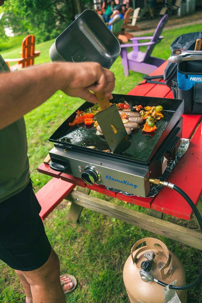 Flame King Flat Top Portable Propane Griddle with Cast Iron Burner