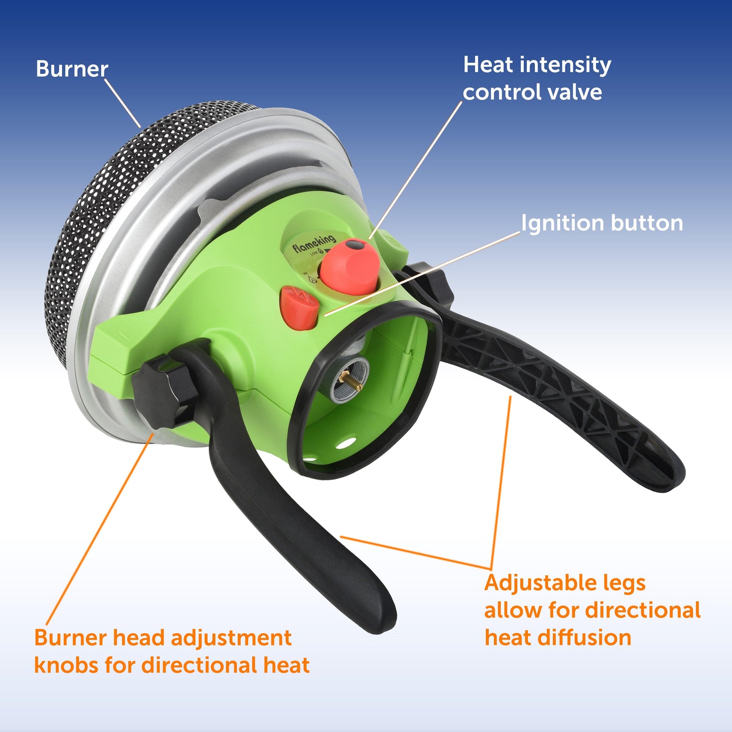 Flame King Portable Heater Propane Gas Outdoor with Piezo Electric Start