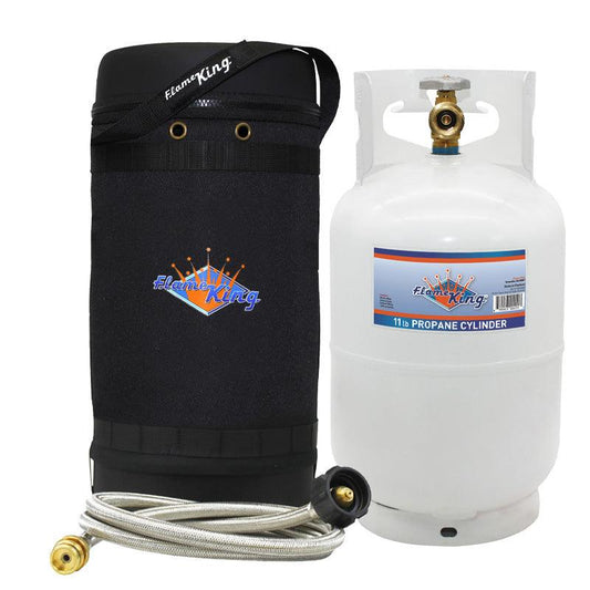 Flame King Propane Gas Hauler Kit 10lb Propane Tank, Adapter Hose and Insulated Protective Carry Case