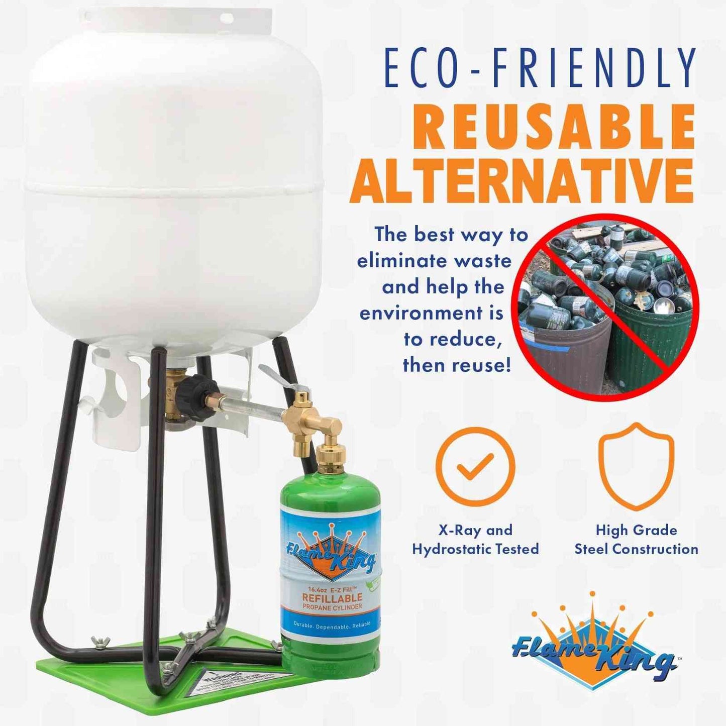 Flame King YSN1LBKTa Eco Friendly 1lb Refillable Reusable Propane Cylinder + Refill Kit
