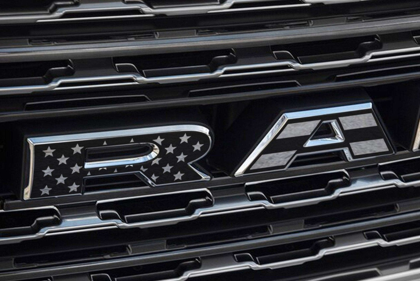 Premium Cast Matte Black Die-Cut Vinyl Flag Decals for 2019-2026 RAM Grille