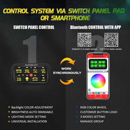 Auxbeam 8 Switch Controller with RGB Backlight, Fuse Box, and Bluetooth App (AR-800)