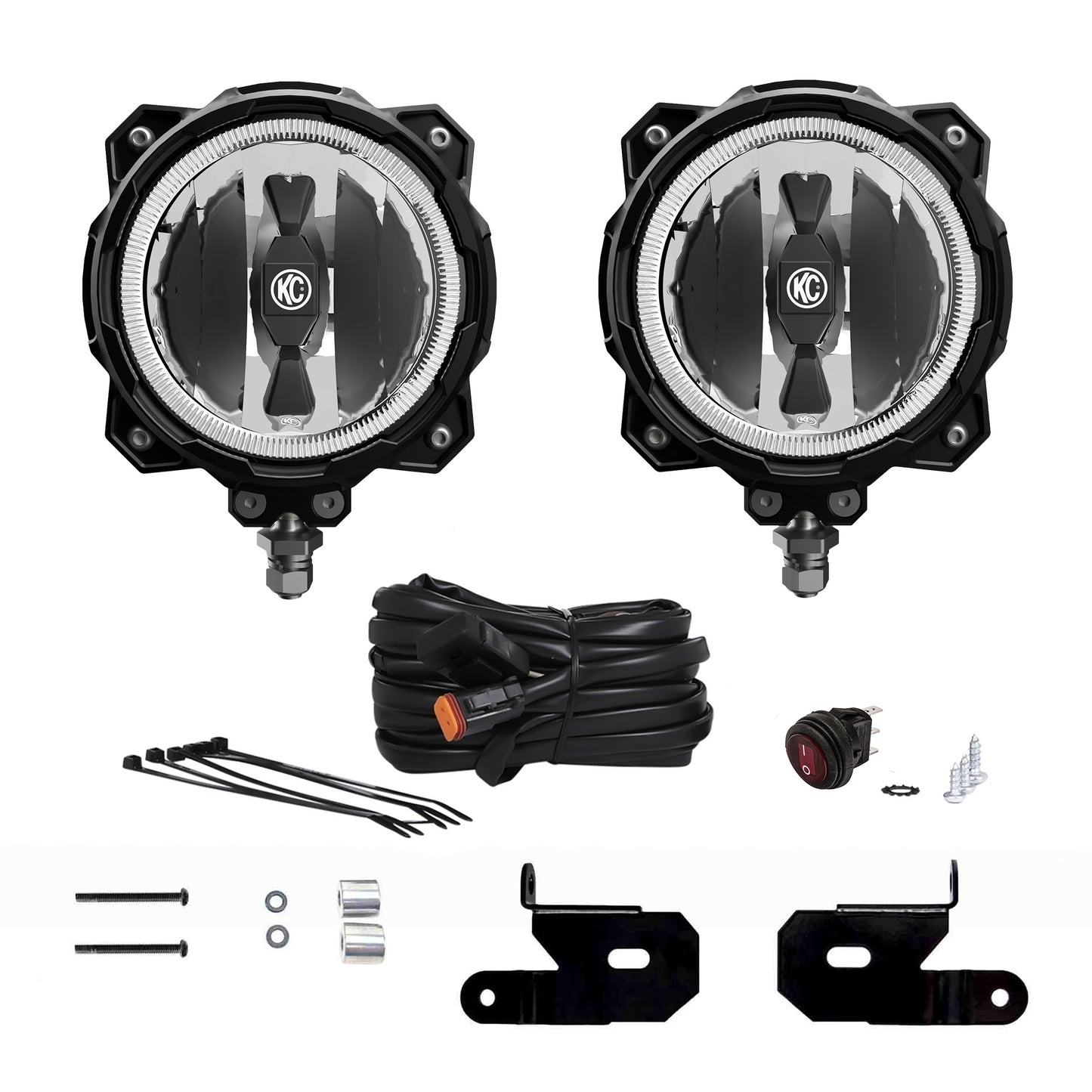 6" Pro6 Gravity® LED - Pillar Mount - 2-Light System - 20W Spot Beam - for 18-24 Jeep JL/JT/4xe